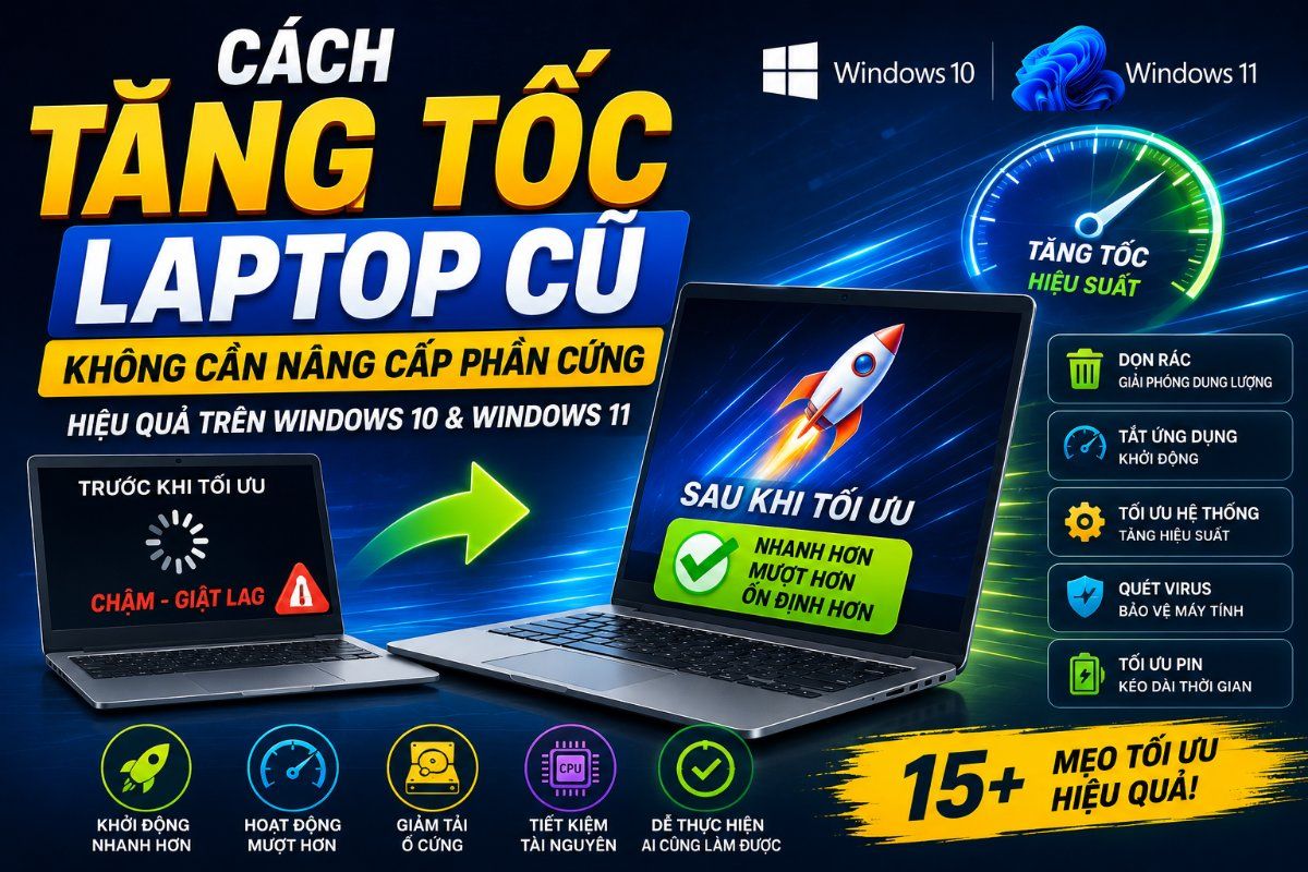Cách Tăng Tốc Laptop Cũ Không Cần Nâng Cấp Phần Cứng (Hiệu Quả Trên Windows 10 và Windows 11)