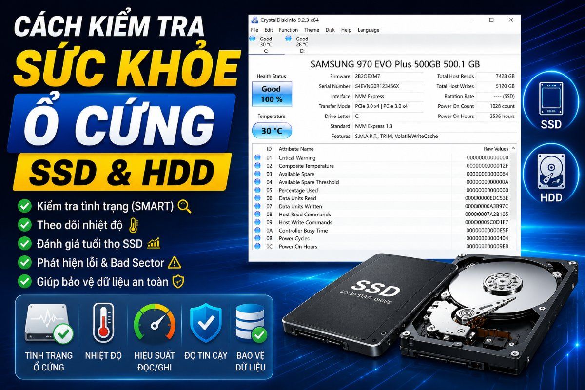 Cách Kiểm Tra Sức Khỏe Ổ Cứng SSD và HDD Trên Windows (Đầy Đủ Nhất 2026)